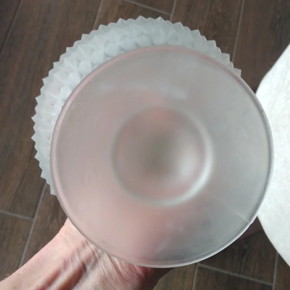 VINTAGE INDIANA GLASS CO. 7.25 INCH FROSTED CANDY COMPOTE DISH